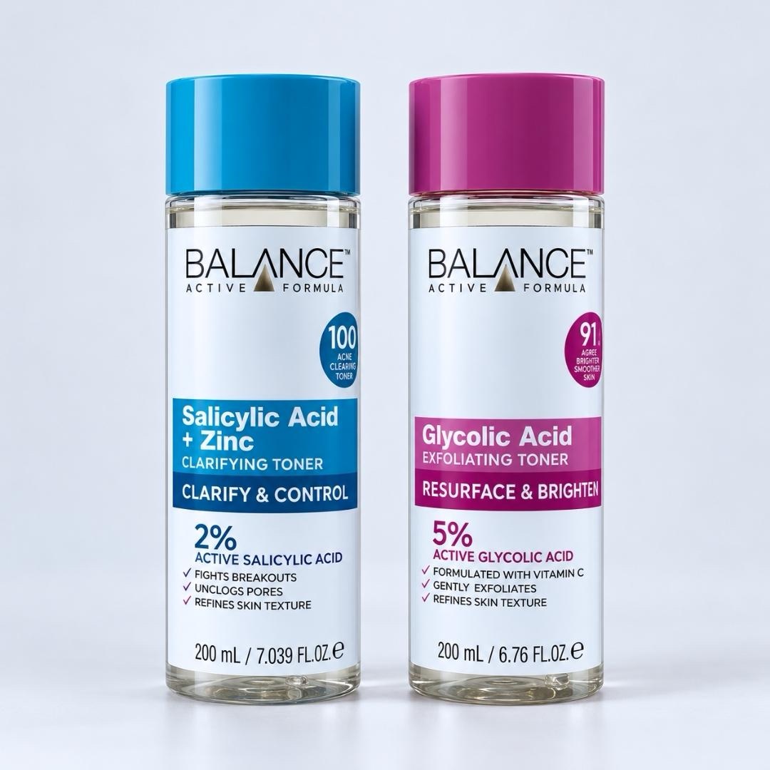 balance-active-formula-toner-duo-salicylic-acid-zinc-clarifying-toner-glycolic-acid-exfoliating-toner-200-ml-each-20 BALANCE ACTIVE FORMULA Toner Duo – Salicylic Acid + Zinc Clarifying Toner & Glycolic Acid Exfoliating Toner (200 ml Each) - Image 1